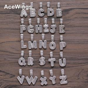 CN262 Collana con Ciondolo Hip Hop in Oro/Argento Placcato con 26 Lettere dell'Alfabeto A-Z, Zirconi AAA Iced Out, Gioielli Bling Bling - Product Image 2