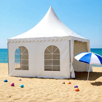 Tente Pagode de Luxe 5x5m en Alliage d'Aluminium et Tissu PVC, Imperméable Intérieur/Extérieur Toutes Saisons pour Mariages et Événements