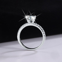 Bague de fiançailles SPJ de luxe en argent sterling 925 avec moissanite ronde de 1 carat, couleur D, qualité VVS1, bague de promesse de mariage pour femme