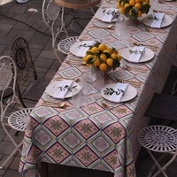 Nappe Rectangulaire Jacquard Vintage à Motif Ethnique Diamanté, Housse de Table Tissée Décorative pour Mariage et Banquet en Extérieur