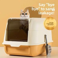 Bac à litière pour chat entièrement fermé, grand et carré, en polypropylène, avec dessus à tiroir, anti-odeur et anti-éclaboussures, produits pour animaux de compagnie pour chats domestiques