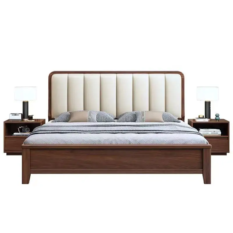 2024 YOUTAI lit de rangement moderne à cadre en bois massif lits king queen size avec table de chevet ensemble de meubles de maison et chambre à coucher