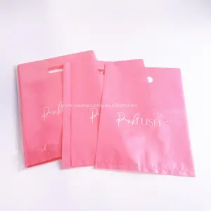 Plastic Merchandise Shopping Bags with Die Cut Handle Plastic Bag Glossy Custom Logo 12x15 Inches Packaging for Clothing Accept