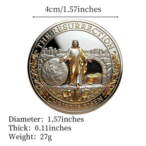 Pièce commémorative en métal sur le thème de la crucifixion et de la résurrection de Jésus, décoration artisanale, souvenir - Product Image 4