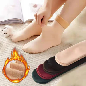Women's Winter Thick Insulation Short Cashmere <b>Socks</b> Nylon Snow Velvet Boot Solid Color High-quality Women's Floor <b>Socks</b> - Product Image 1