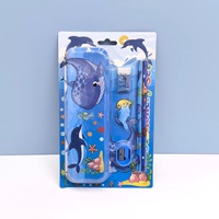 Kit de papeterie très vendu avec étui à crayons en métal, gomme, taille-crayon et poignée de crayon, ensemble de fournitures scolaires multi-designs de dessins animés