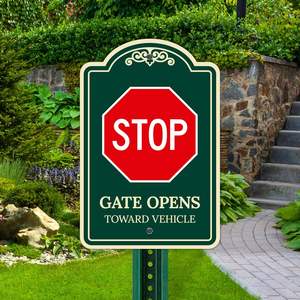 Venta directa de fábrica Personalizar 12*18 pulgadas Stop Gate se abre hacia el letrero de decoración del vehículo con protección UV e impermeable - Product Image 5