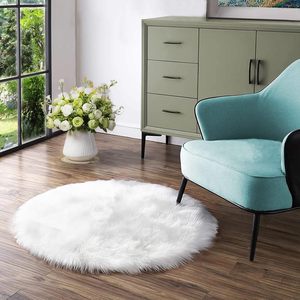 Custom <b>Round</b> Fluffy Faux Fur Rug Washable Shaggy Area Rugs Modern Design Super Shaggy <b>Carpet</b> Mats for Living Room - Product Image 1