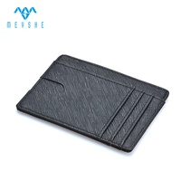 Dompet Kartu Kulit Asli Tipis Anti RFID dengan Pola Embos Tanpa Penutup untuk Kartu Kredit & Identitas