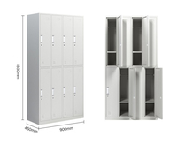 Armoire de rangement moderne en acier verrouillable à 8 portes, écologique, OEM, multifonctionnelle, casier de gym détachable, pour salon et école