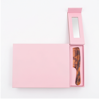 Boîte d'emballage magnétique personnalisée rose en satin avec ruban de soie et deux séparateurs pour perruques, boîte de rangement pour extensions capillaires pour salons et vente au détail