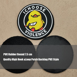 Caoutchouc PVC souple et tissu brodé I CHOOSE VIOLENCE Angry Little Yellow Duck Tactical Moral Patches avec crochet Loop Backing - Product Image 4