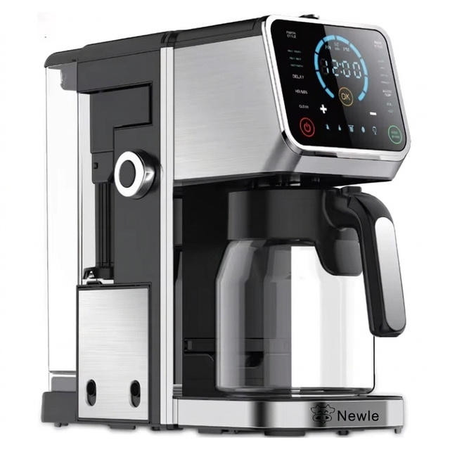 Newle 2026 New Selling 1450W Programmable Semi-Automatic Drip Coffee Machine with K-CUP Capsules and Americano Coffee For Home