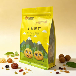 Bolsa de plástico para envasado de alimentos con cierre de cremallera y orificio para colgar, impresa a medida, para hongos secos y frutas secas. - Product Image 3