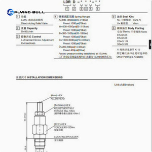 Cartouche de soupape de décharge de pression LDRD-LAN, soupape hydraulique à action directe pour systèmes d'huile - Product Image 2