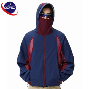 QZFSO Custom Streetwear <b>Lightweight</b> Mesh Zip up Windbreaker Breathable Quick-dry Polyester Sun Protection <b>Jacket</b> With Hood - Product Image 2
