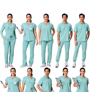Conjunto de Uniformes Médicos Elásticos Premium de 4 Vías, Unisex, Blusa con Cuello en V, Bolsillos Dobles, Aberturas en los Tobillos, para Hospital - Product Image 4