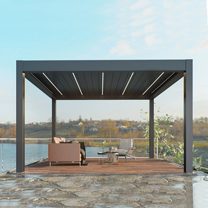 Pergola électrique en aluminium à toit persienne réglable au design moderne avec bande lumineuse pour <span class=keywords><strong>piscine</strong></span> - Product Image 2