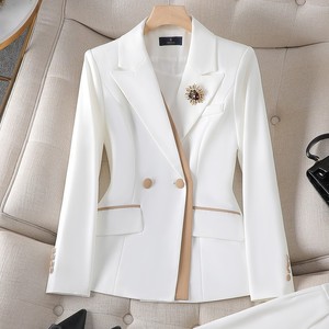 Women's White Suit Jacket Full Sleeve Satin Anti-Wrinkle Formal Wear For Wedding Commute Interview - Product Image 4