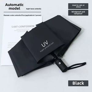 Custom Logo Classic Pongee Fully-Automatic Waterproof Sun Protection <b>Windproof</b> UV Proof Compact <b>Umbrella</b> Promotional - Product Image 3