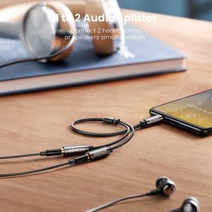 Ugreen headphone Splitter 3.5mm âm thanh stereo Y Splitter AUX cáp mở rộng Nam để nữ Dual headphone Jack Adapter - Product Image 2