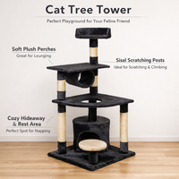 Arbre à chat multi-niveaux en velours doux et durable avec poteaux à gratter en sisal pour espace de jeu à domicile