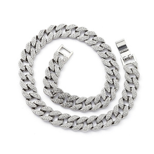 <strong>Manufacturer</strong> Wholesales High-quality 15mm Full Diamond Sparkling Flat Cuban Chain for European and American Hip-hop - Product Image 4