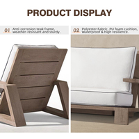 Ensemble de jardin extérieur quatre pièces en bois massif durable, confortable, avec canapé d'extérieur imperméable en teck