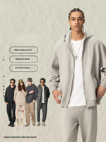 Sweat à capuche zippé sur mesure en petite série 400G pour homme, motif écailles de dragon, en tissu éponge, coupe oversize, style streetwear décontracté, marque privée