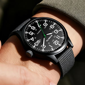 ساعة كوارتز LIGE ST6722 سوداء من النايلون للرجال والنساء، ساعة رياضية بمنطقتين زمنيتين وأرقام عربية، ساعة رجالية فاخرة مضيئة + علبة هدايا - Product Image 5