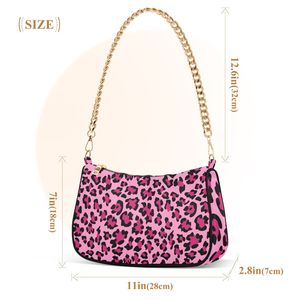 Pink Leopard Print Shoulder Bag Chain Sling <b>Purse</b> Zipper Closure <b>Small</b> Messenger Handbag for Women - Product Image 3