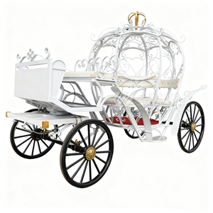 Luxury Golden Crown <b>White</b> <b>Pumpkin</b> Horse Carriage Princess Wedding Parade <b>Decor</b> Vehicle - Product Image 1