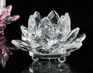 Decoración de loto de cristal para sala de estar, sala de dibujo, libro, <span class=keywords><strong>temple</strong></span>, adornos de loto de cristal K9 - Product Image 5