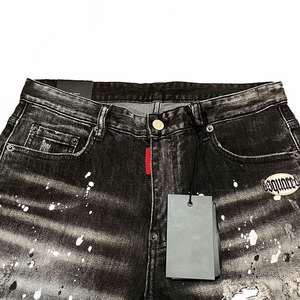 <span class=keywords><strong>Pantaloni</strong></span> Jeans da Uomo Personalizzabili Effetto Rovinato a Gamba Dritta Denim Lavaggio Aderente Streetwear Casual alla Moda con Schizzi di Vernice - Product Image 3