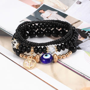 Pulseras de cuentas de bisutería con dije de ancla y cuentas de ojo turco para mujer, hechas en China - Product Image 3