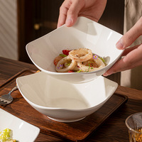 Assiettes carrées en céramique blanche de style nordique minimaliste pour la maison, grande capacité, pour plats froids et salades