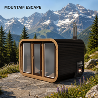 Sauna rectangulaire en bois naturel pour 6 personnes, avec arôme boisé pour la détoxification corporelle, idéal pour la détente et le fitness en plein air.