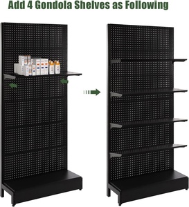 Comodi <span class=keywords><strong>negozi</strong></span> di alimentari forniture <span class=keywords><strong>per</strong></span> <span class=keywords><strong>ufficio</strong></span> di liquori pannelli a pioli a lato singolo Gondola scaffalatura a parete espositore - Product Image 4