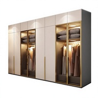 Armoire de luxe à portes vitrées, design moderne et minimaliste, sur mesure, assemblée, grande capacité de rangement, pour chambres à coucher et dressing