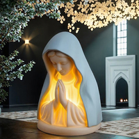 Lampe de chevet moderne électrique Vierge Marie en résine, faite à la main, lampe de table décorative, accessoires religieux, ornement de prière