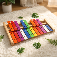 Hot Selling Educational 25-Note Colorful Chromatic Wood & Metal Glockenspiel Xylophone Metal Keys Musical Instrument for Kids
