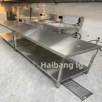 Table de travail de cuisine commerciale en acier inoxydable 304, taille personnalisée, comptoir de préparation de restaurant, table de découpe et de hachage