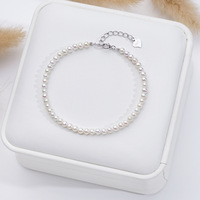 Collier de perles d'eau douce naturelles et bracelet pour femme, ensemble en argent sterling 925, accessoires de luxe de niche, chaîne de clavicule