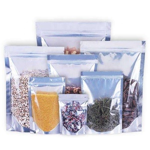 Wholesale Aluminum foil pouch Sliver Clear Front Window Stand Up Resealable Zipper Bags for Food