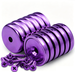 Magnete a pentola svasato cromato viola all'ingrosso per fabbriche, magnete permanente nichelato per supporti di cartelloni pubblicitari - Product Image 1