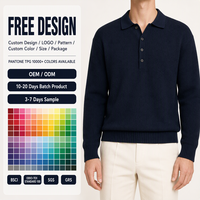 Pull en maille torsadée classique pour homme avec logo personnalisé, col montant, coupe ample, style polo