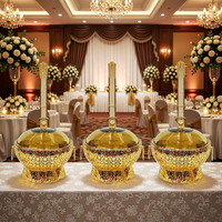 Chauffe-plat de buffet professionnel en acier inoxydable 8,0 L, doré, pour banquets de mariage, avec supports réglables, maintien au chaud 60-80°C pendant 6 heures