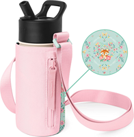 Sacs isothermes personnalisés pour enfants, sac étanche avec cordon de serrage, porte-gobelet, sac de transport de bouteille d'eau avec poche avant pour 10oz à 18oz