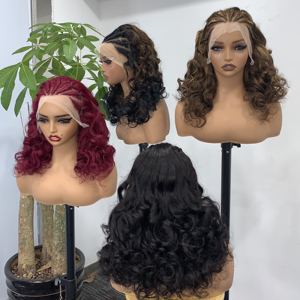 Bouncy Trứng Curls Màu Sắc Tự Nhiên Tóc Con Người 13X4 Ren Phía Trước Tóc Giả Với Bện Cho Phụ Nữ Da Đen Nửa Cornrows Mật Độ 250 Ren Tóc Giả - Product Image 1
