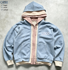 <span class=keywords><strong>Felpe</strong></span> con Cappuccio e Zip per Uomo in Cotone 100% di Alta Qualità, Design a Blocchi di Colore, Triplo Strato, in Spugna Francese - Product Image 1